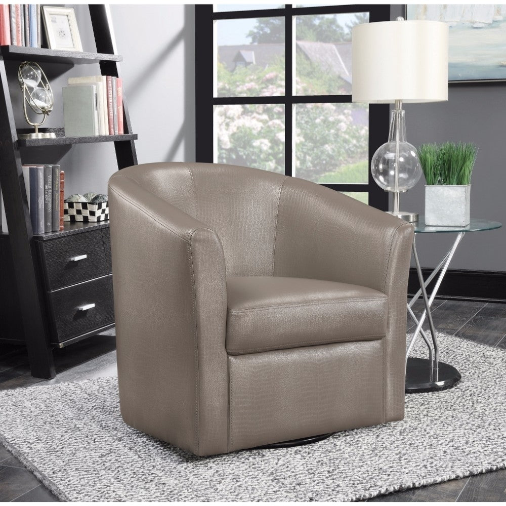 Upholstery Sloped Arm Accent Swivel Chair Champagne