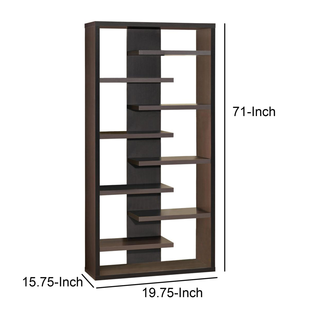 Bookcase with Staggered Floating Shelves Cappuccino