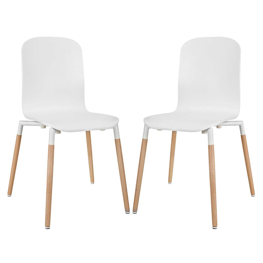 Stack Dining Chairs Wood Set of 2
