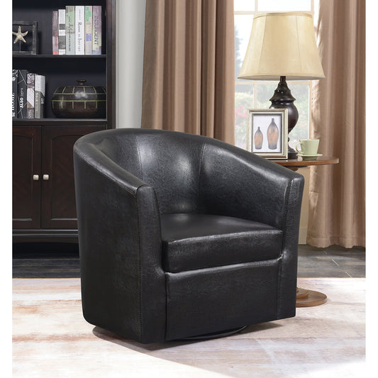 Upholstery Sloped Arm Accent Swivel Chair Dark Brown