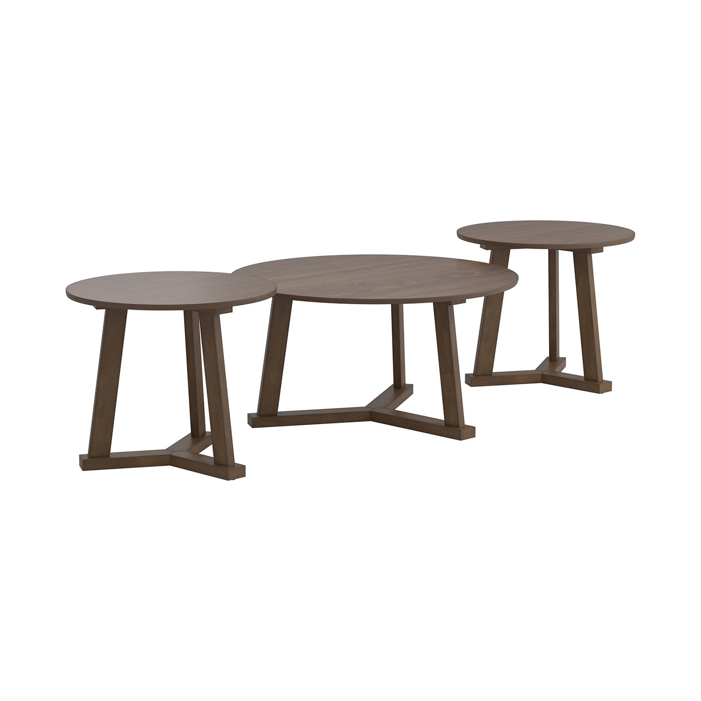 3-piece Round Occasional Table Set Natural Walnut