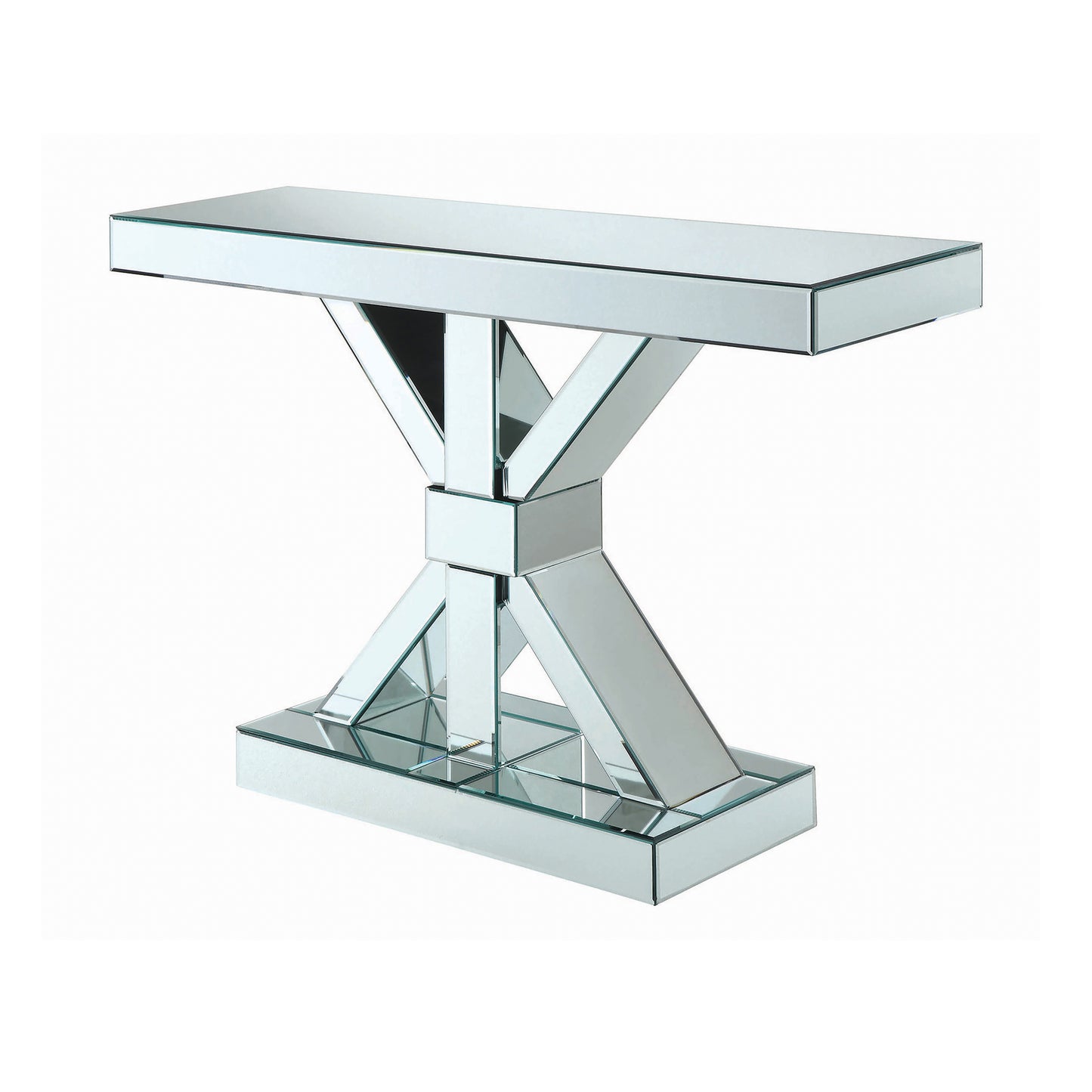 Reventlow X-shaped Base Console Table Clear Mirror