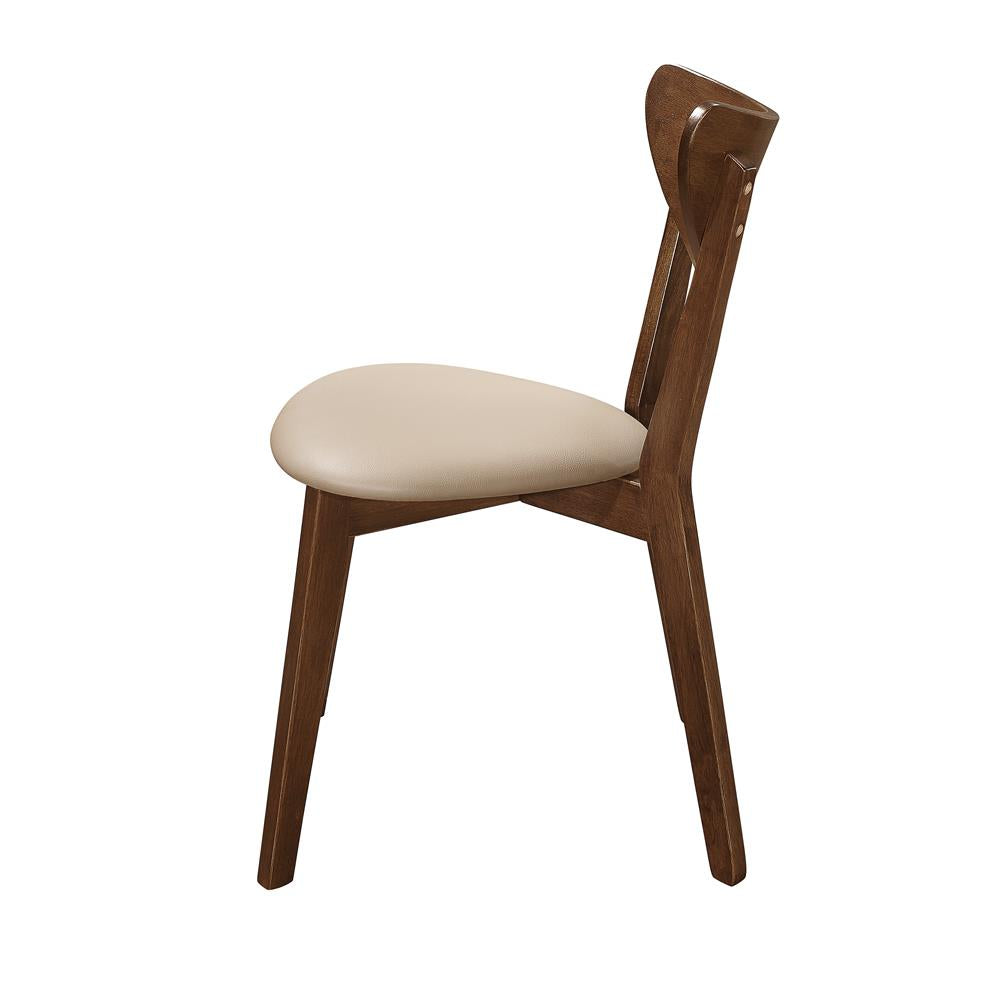 Kersey Dining Side Chairs with Curved Backs Beige and Chestnut (Set of 2)