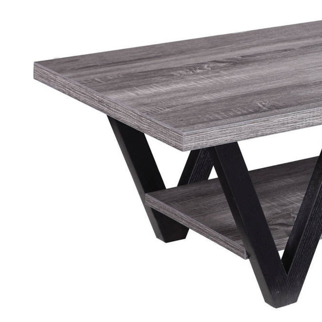 Higgins V-shaped Coffee Table Black and Antique Grey