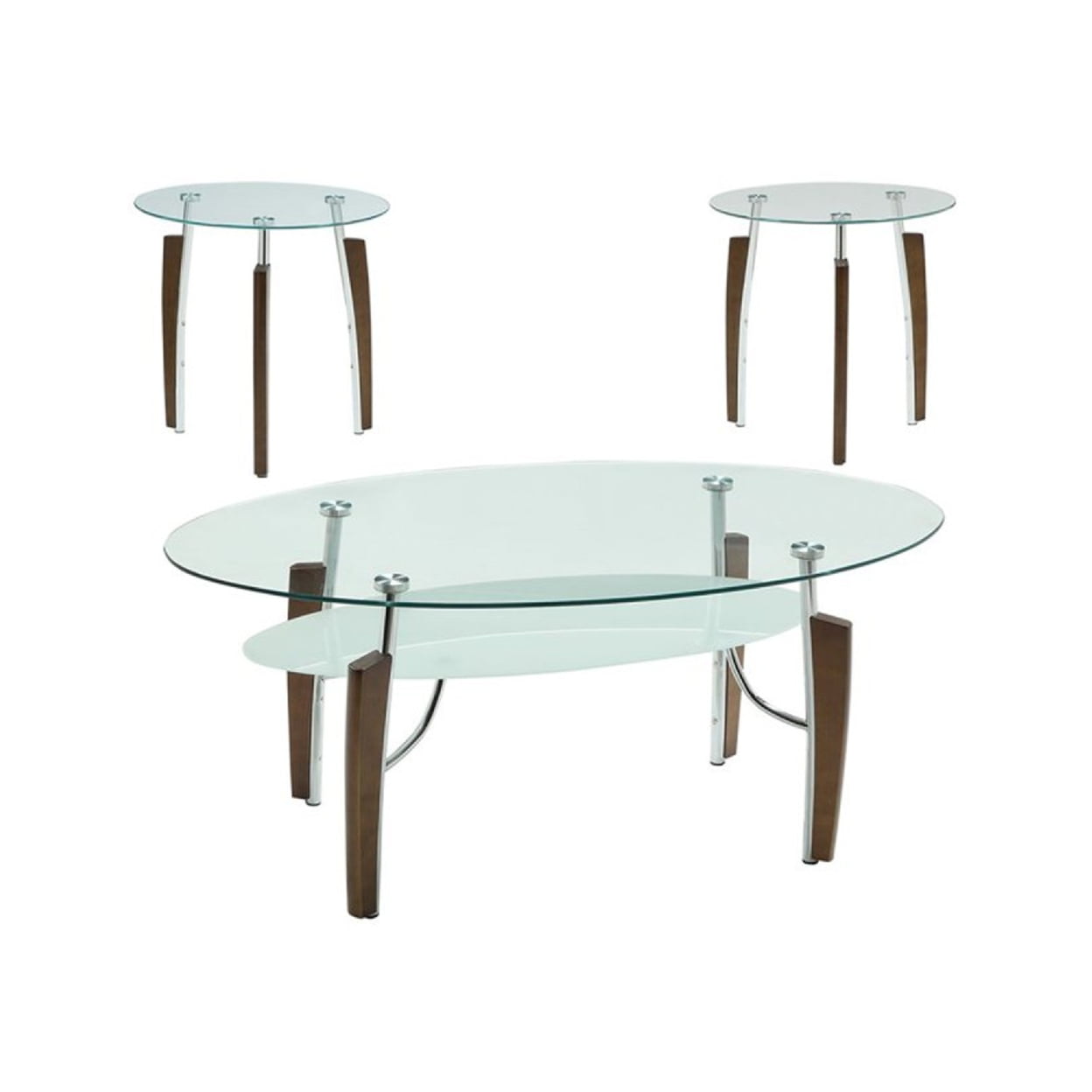3-piece Occasional Table Set Cappuccino and Chrome