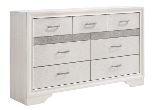 Miranda 7-drawer Dresser White and Rhinestone