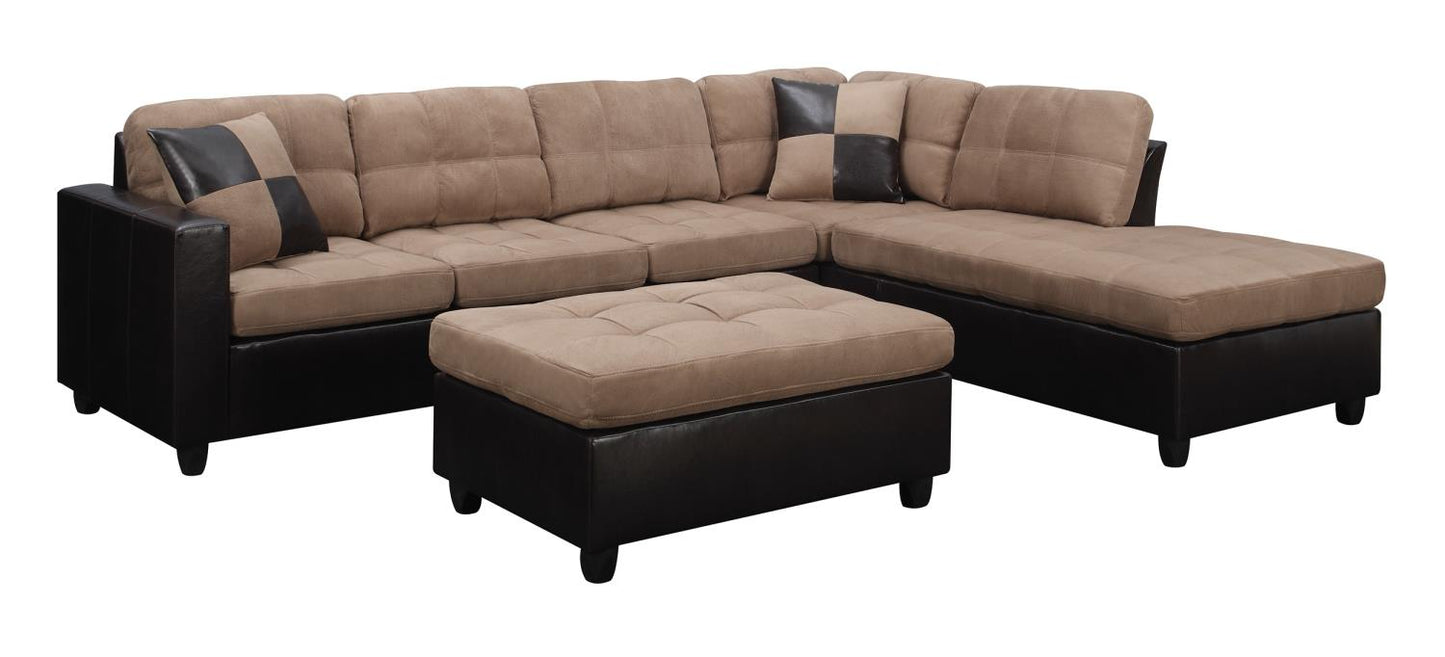 Mallory Upholstered Sectional Tan and Dark Brown