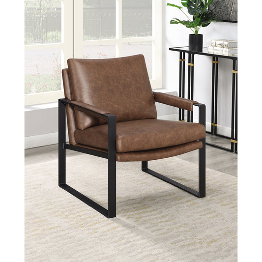 Upholstered Accent Chair with Removable Cushion Umber Brown and Gunmetal