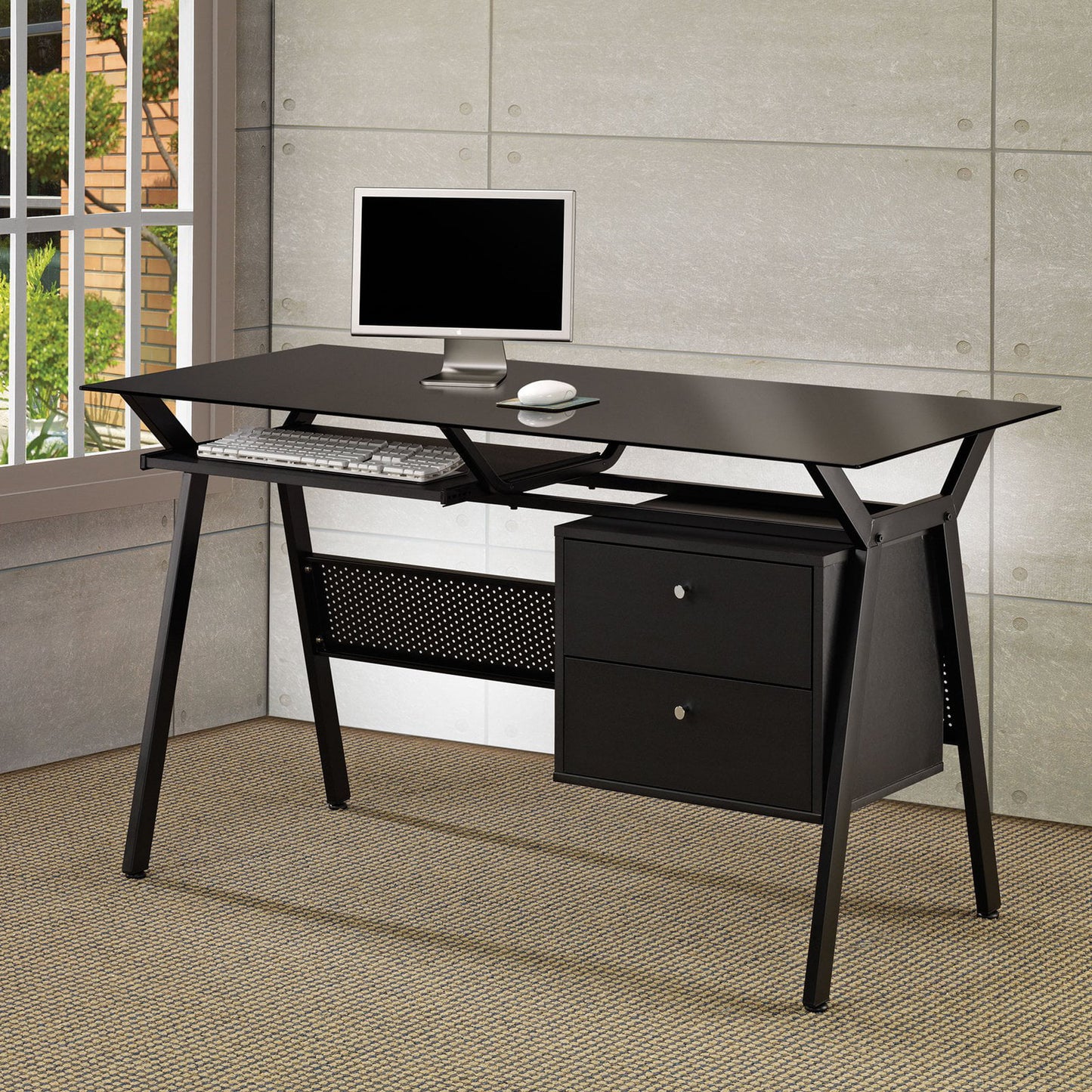 Weaving 2-drawer Computer Desk Black