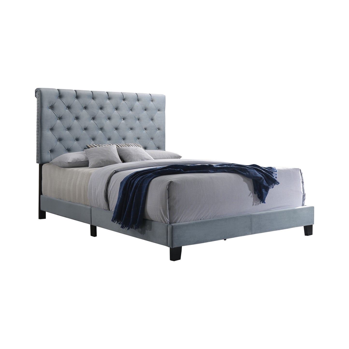 Warner Eastern King Upholstered Bed Slate Blue