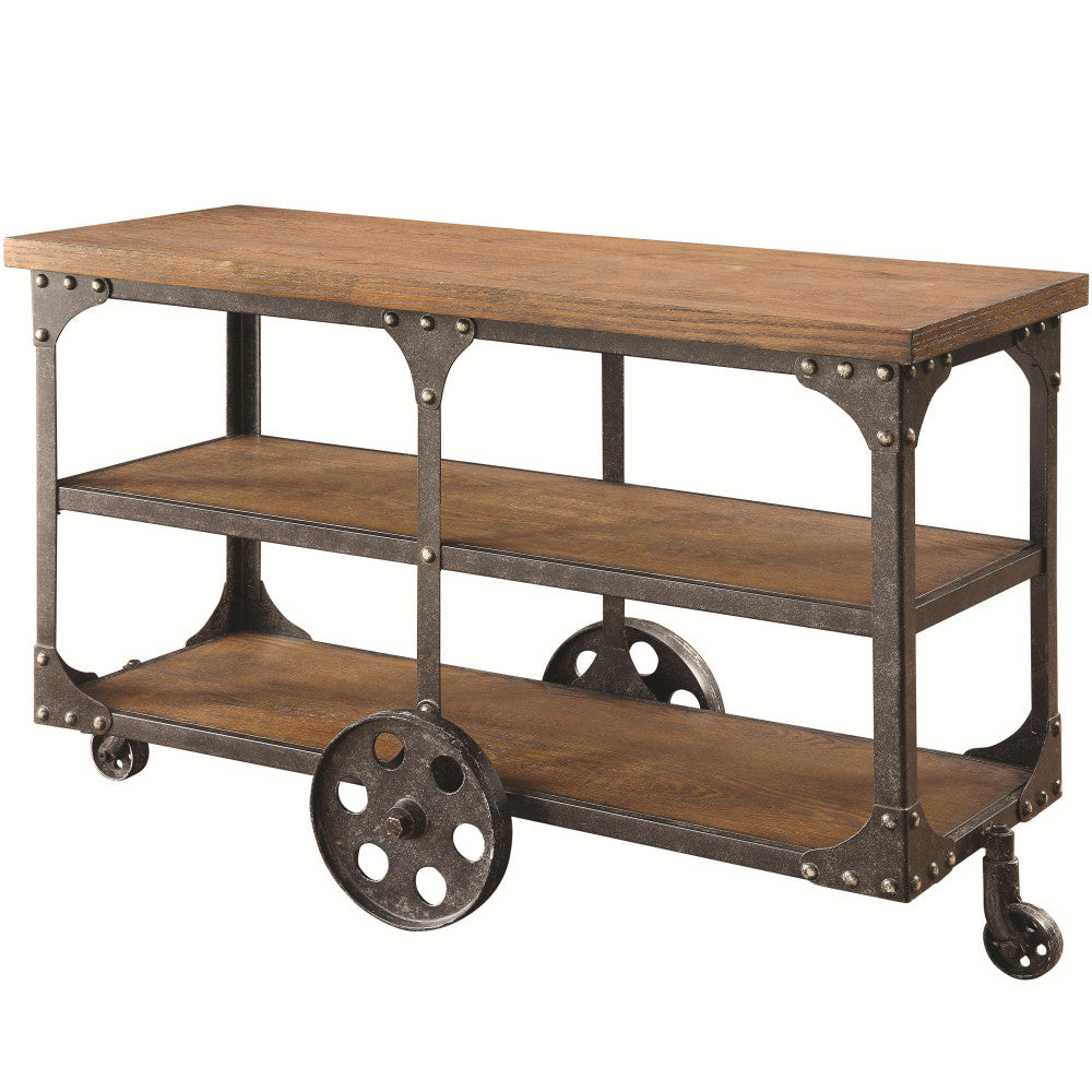 Roy Sofa Table with 2-shelf Rustic Brown