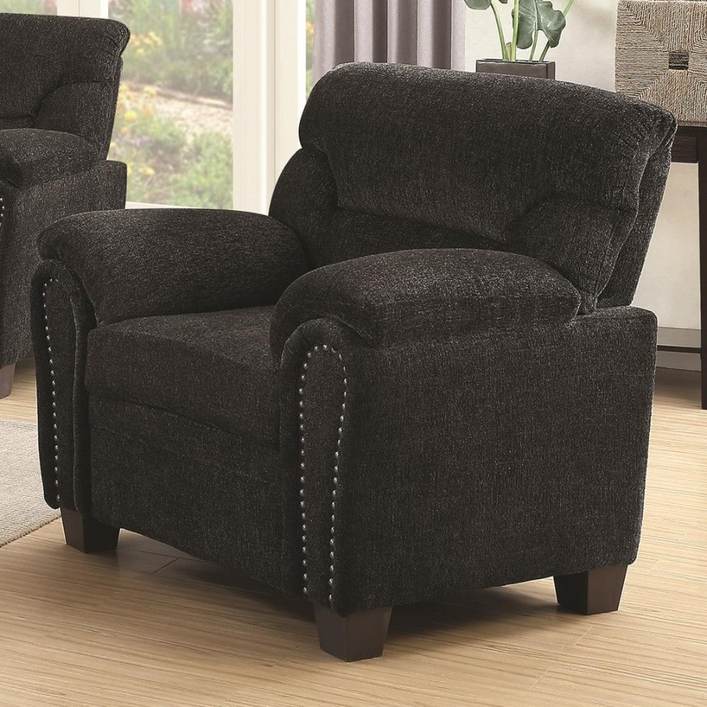 Clemintine Upholstered Chair with Nailhead Trim Graphite