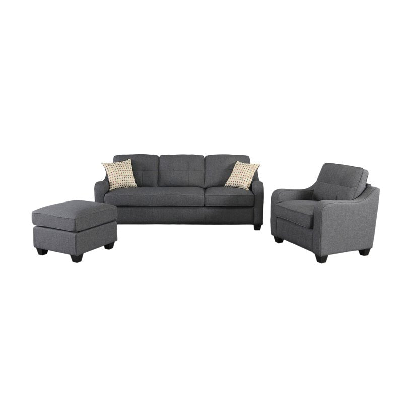 2-piece Upholstered Tufted Living Room Set Dark Grey