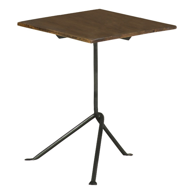 Square Accent Table with Tripod Legs Dark Brown and Gunmetal