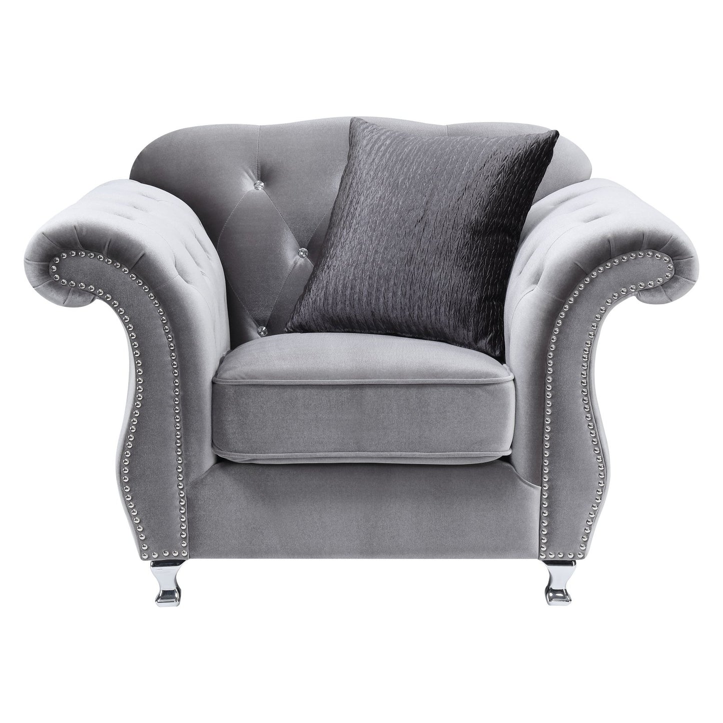 Frostine Button Tufted Chair Silver