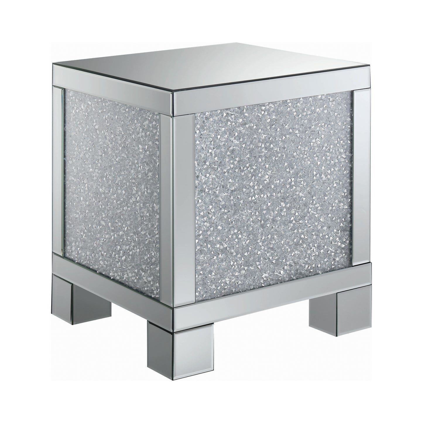Layton Square End Table Silver and Clear Mirror