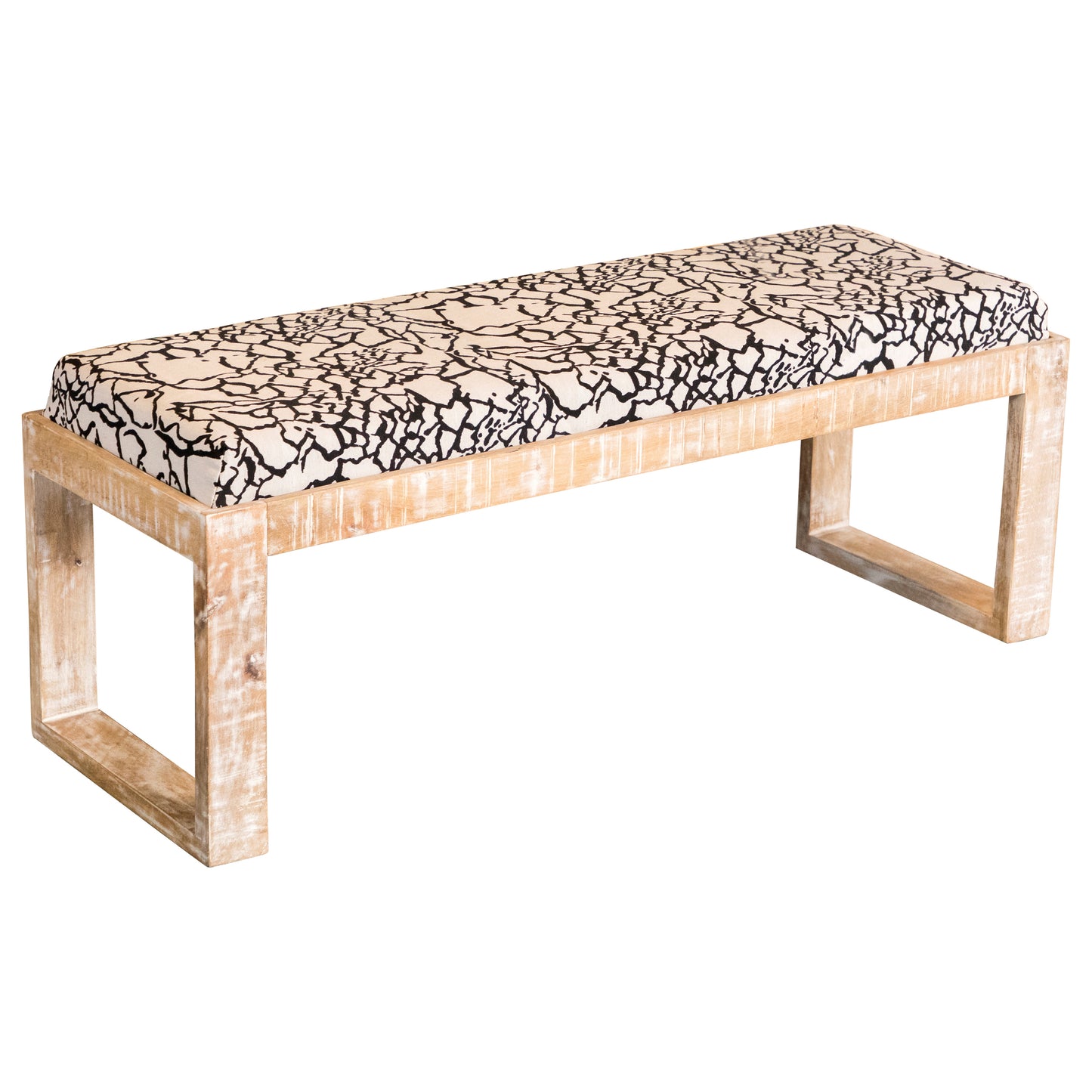 Sled Leg Upholstered Accent Bench Black and White