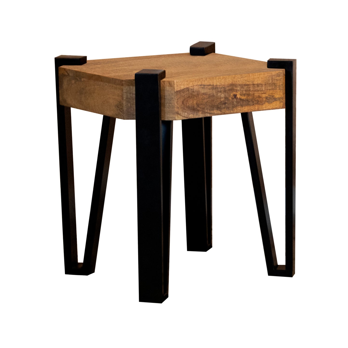 Wooden Square Top End Table Natural and Matte Black