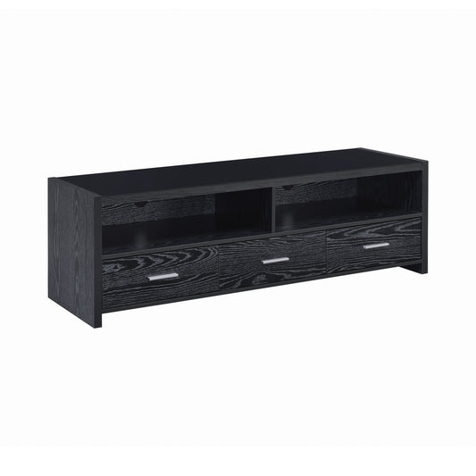 62" 3-drawer TV Console Black Oak