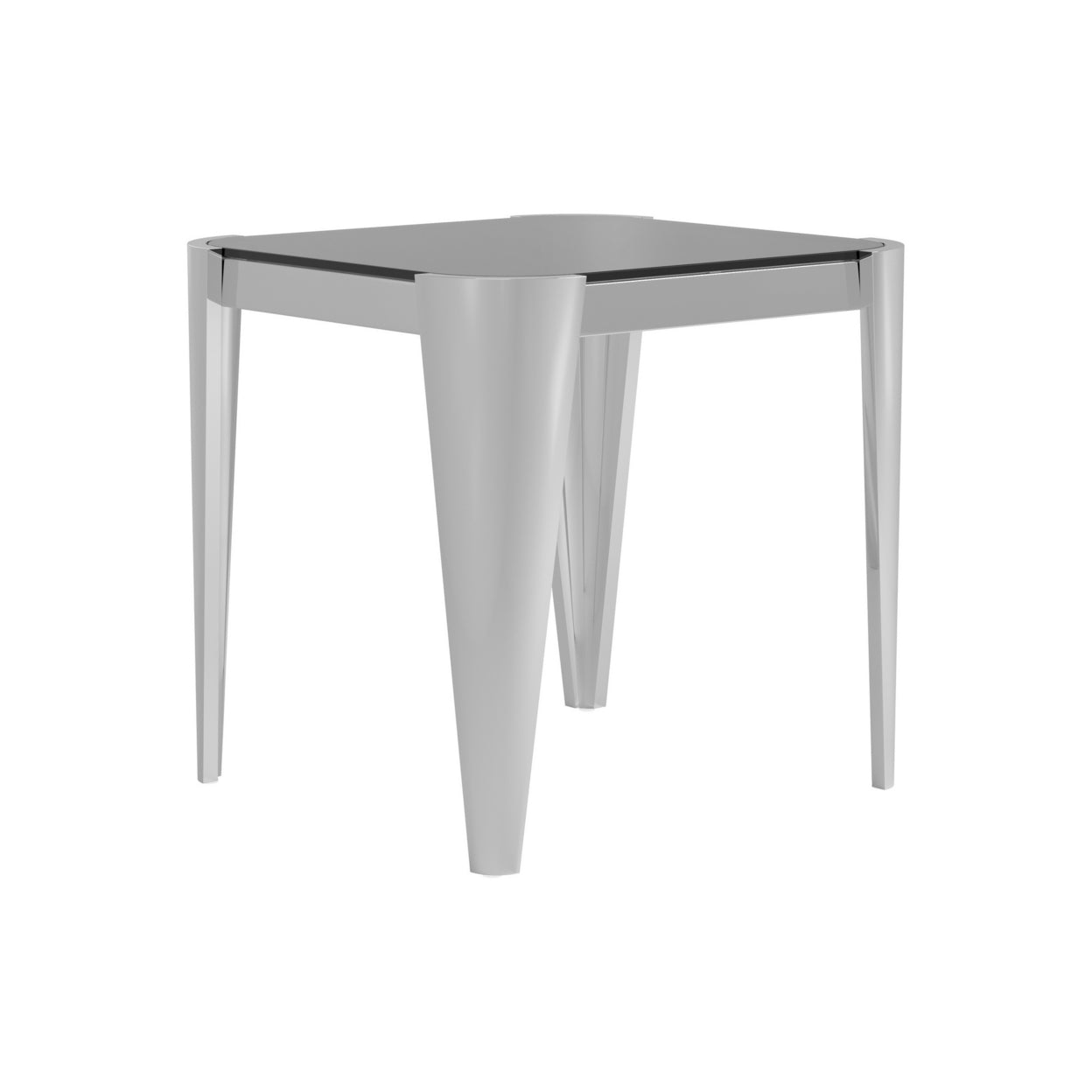 Square Glass Top End Table Silver and Grey