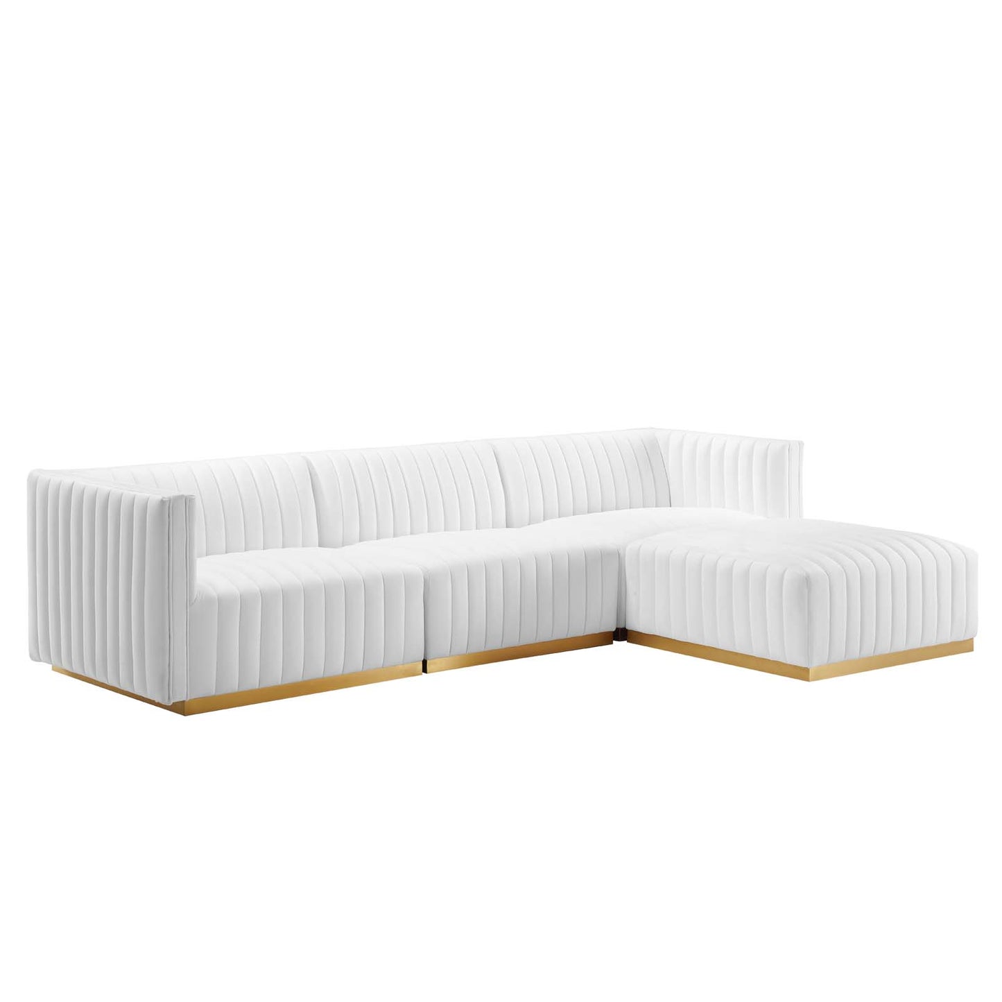 Conjure Channel Tufted Performance Velvet 4-Piece Sectional