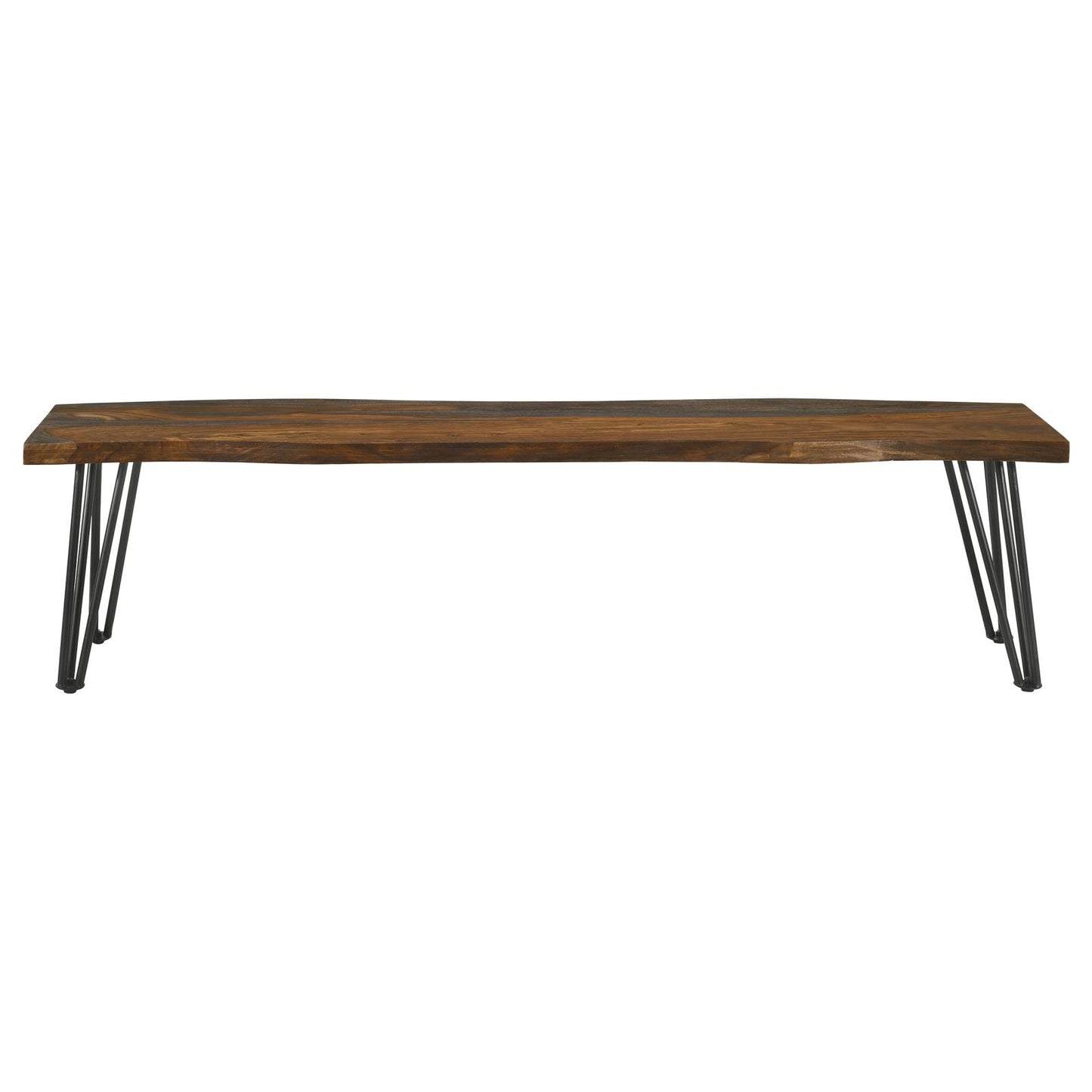 Neve Live-edge Dining Bench with Hairpin Legs Sheesham Grey and Gunmetal