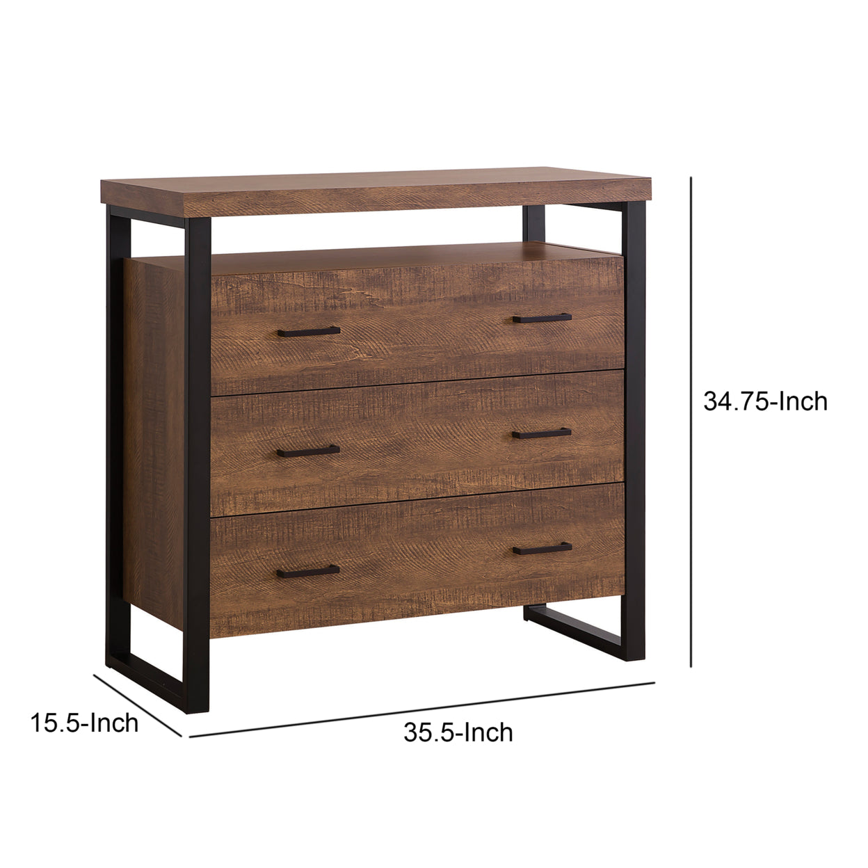 3-drawer Accent Cabinet Rustic Amber