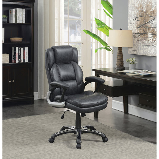 Adjustable Height Office Chair with Padded Arm Grey and Black