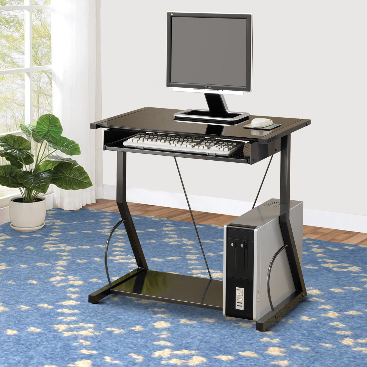 Alastair Computer Desk with Keyboard Tray Black