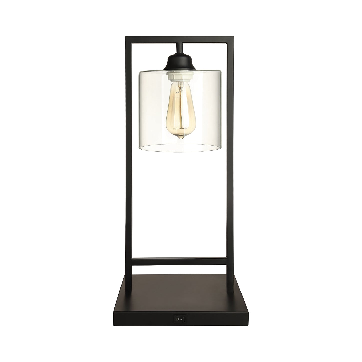 Glass Shade Table Lamp Black