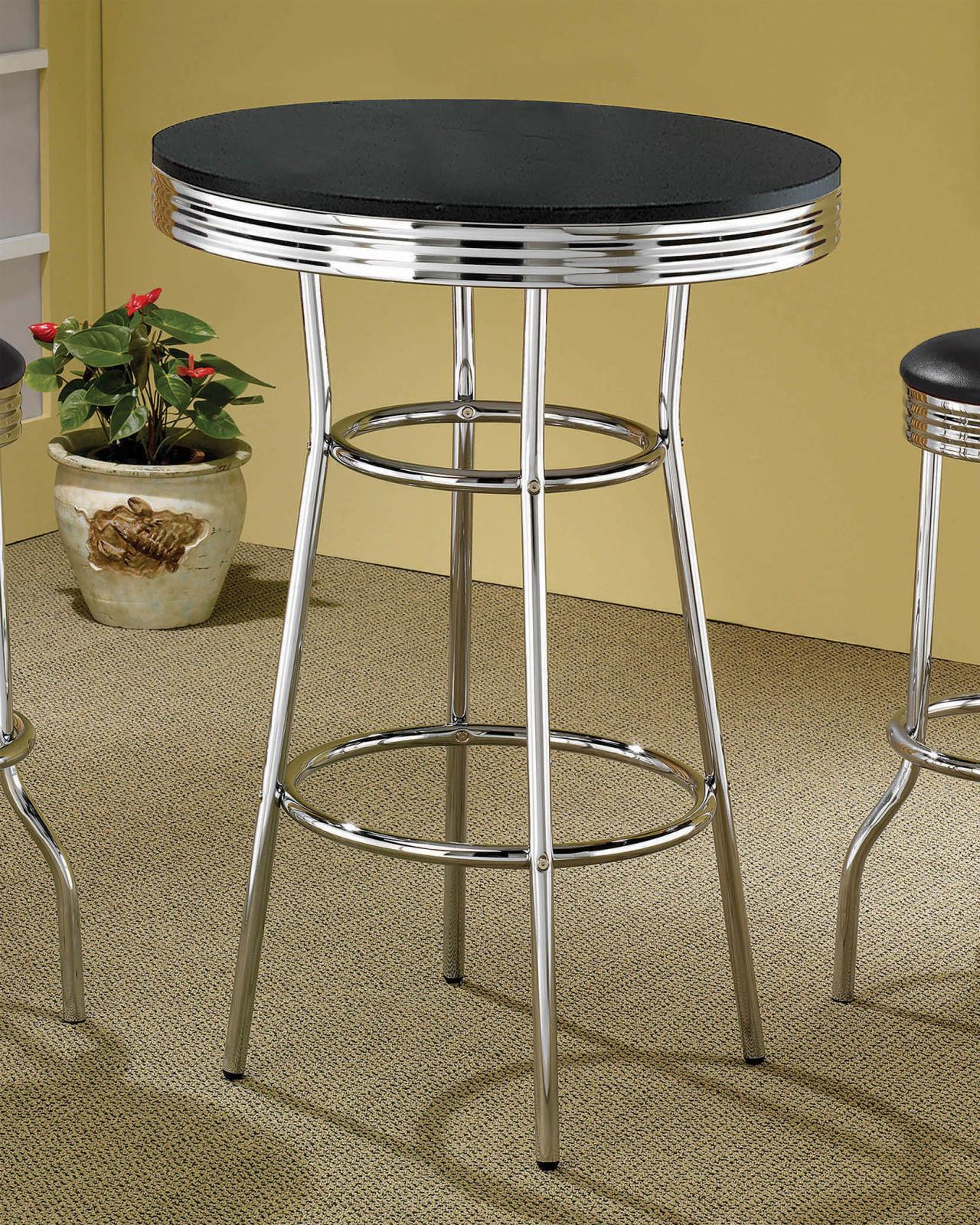 Theodore Round Bar Table Black and Chrome