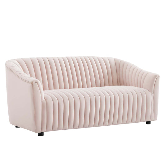 Announce Performance Velvet Channel Tufted Loveseat