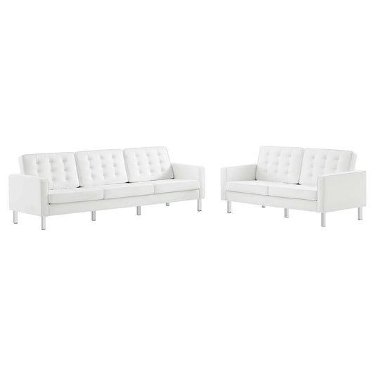 Loft Tufted Vegan Leather 2-Piece Furniture Set