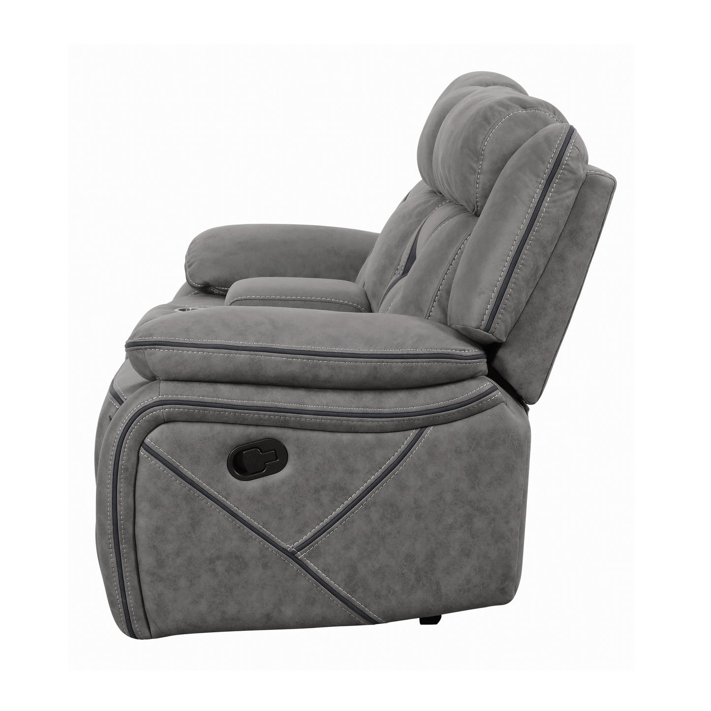Higgins Pillow Top Arm Motion Loveseat with Console Grey