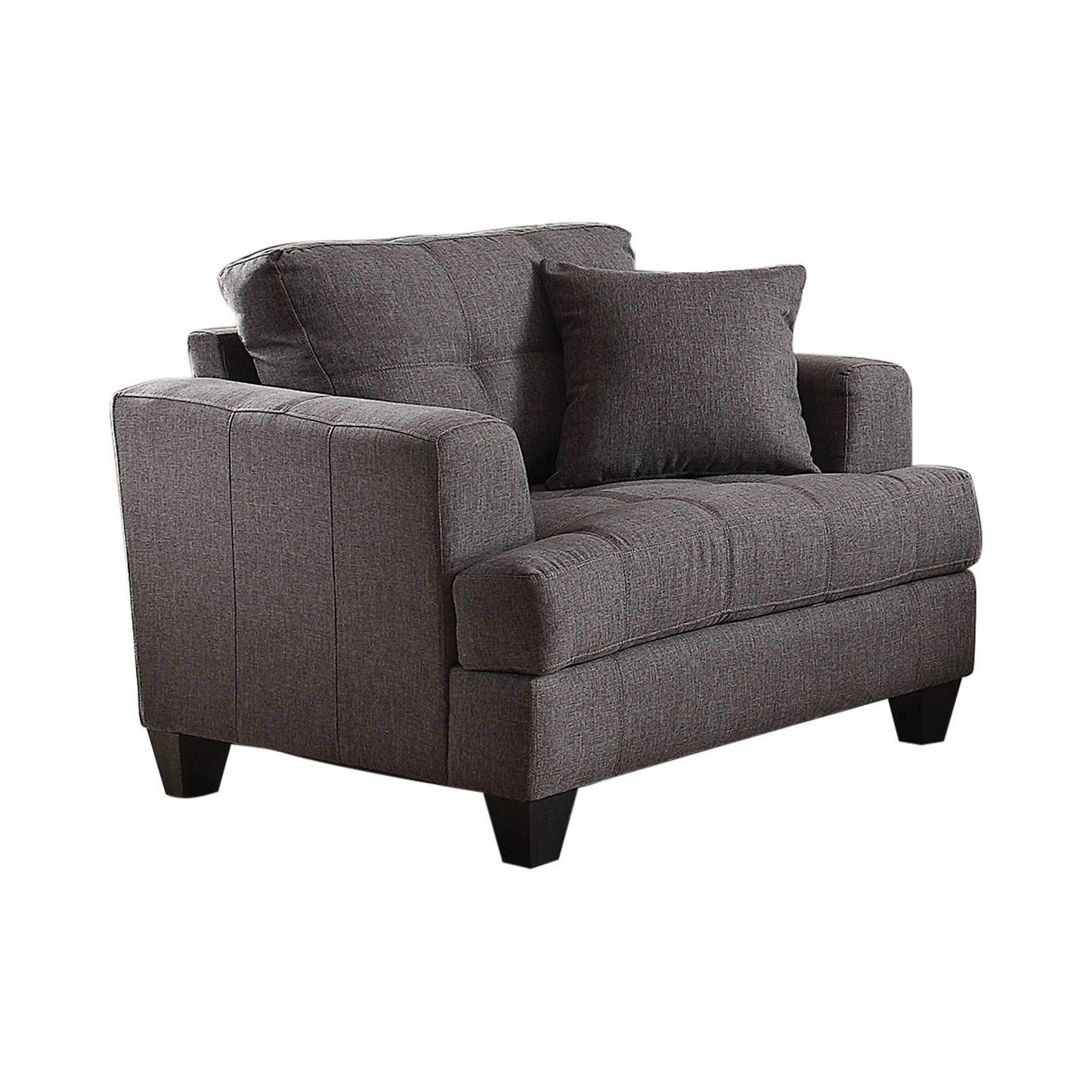 Samuel Recessed Arm Upholstered Chair Charcoal