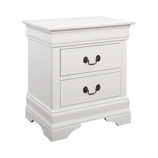 Louis Philippe 2-drawer Nightstand White