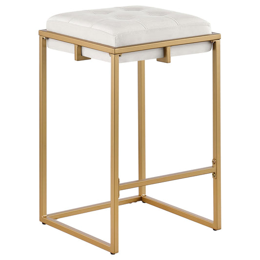 Nadia Square Padded Seat Counter Height Stool (Set of 2) Beige and Gold