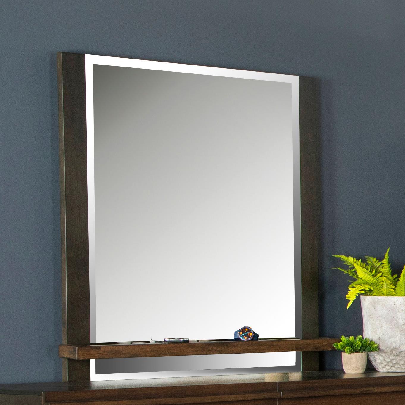 Azalia Mirror with Jewelry Tray Black and Walnut