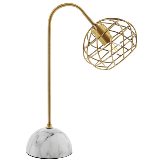 Salient Brass and Faux White Marble Table Lamp