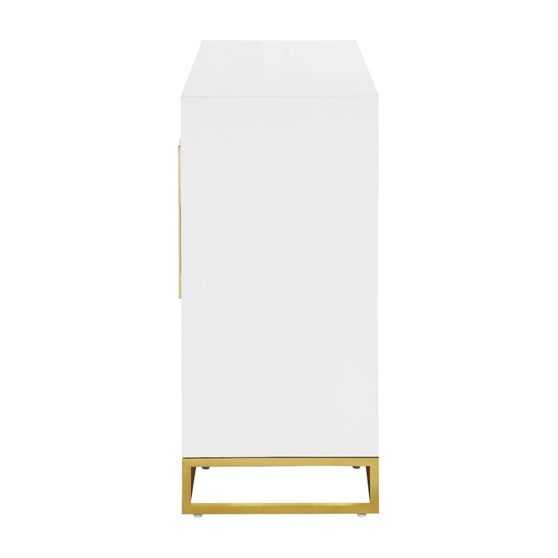 2-door Accent Cabinet with Adjustable Shelves White and Gold