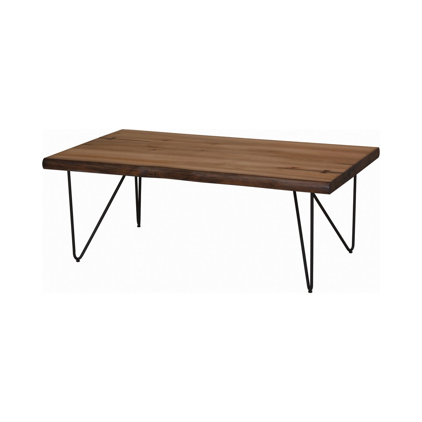 Coffee Table with Hairpin Legs Natural Honey and Gunmetal