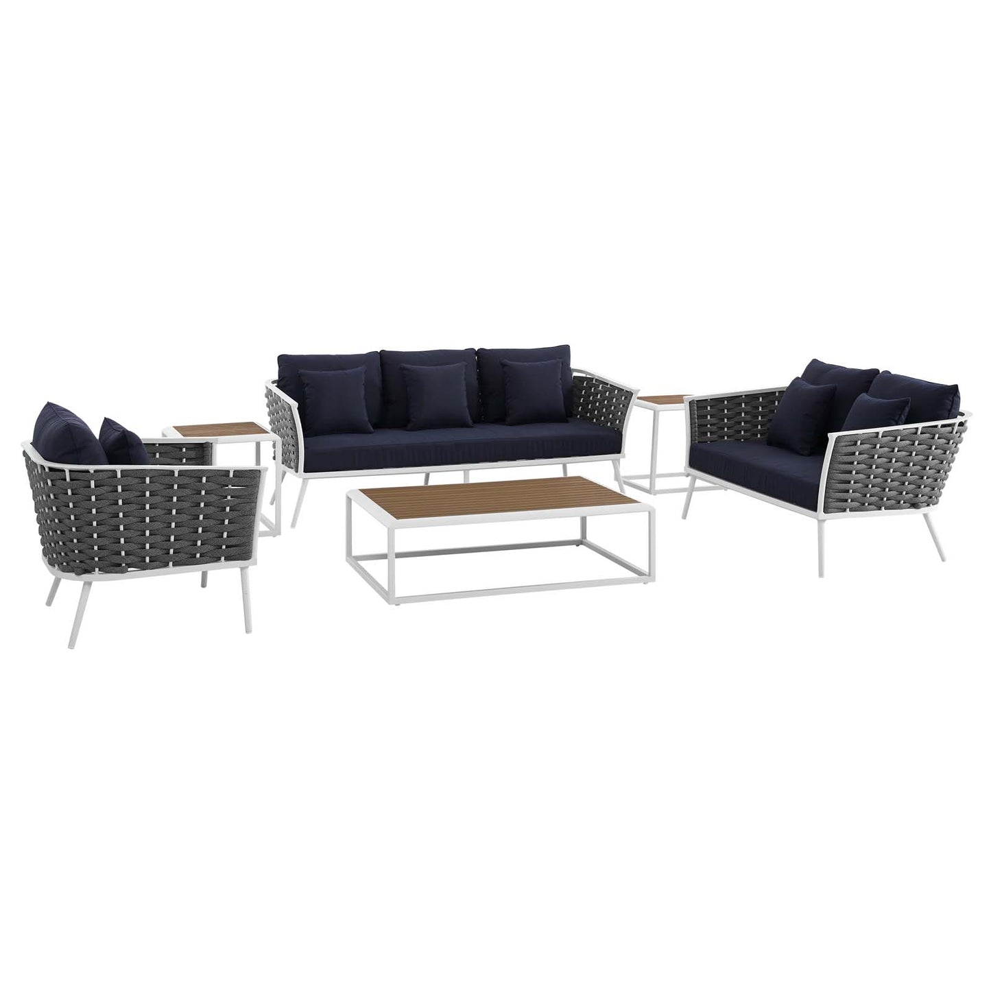 Stance 6 Piece Outdoor Patio Aluminum Sectional Sofa Set