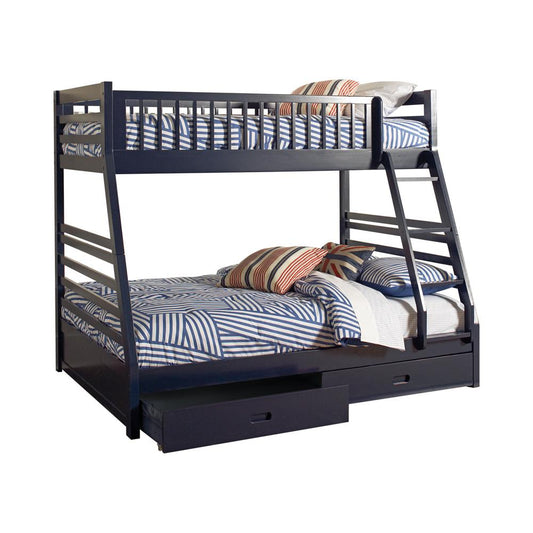 Ashton Twin over Full 2-drawer Bunk Bed Navy Blue