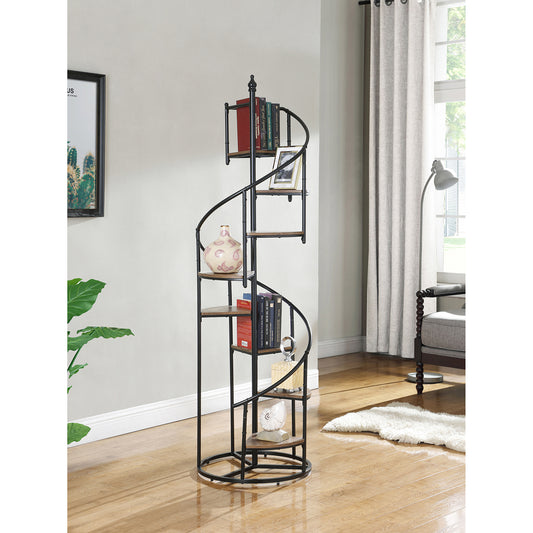 8-shelf Staircase Bookcase Rustic Brown and Black