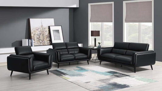 Shania 2-piece Track Arms Living Room Set Black