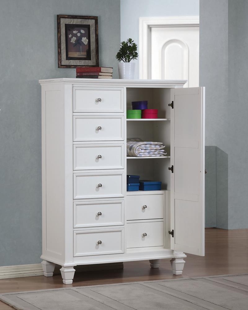 Sandy Beach 8-drawer Man's Chest Storage White