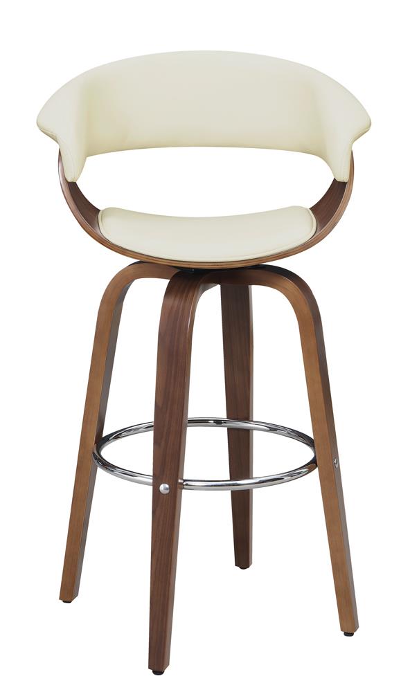 Zion Upholstered Swivel Bar Stool Walnut and Ecru