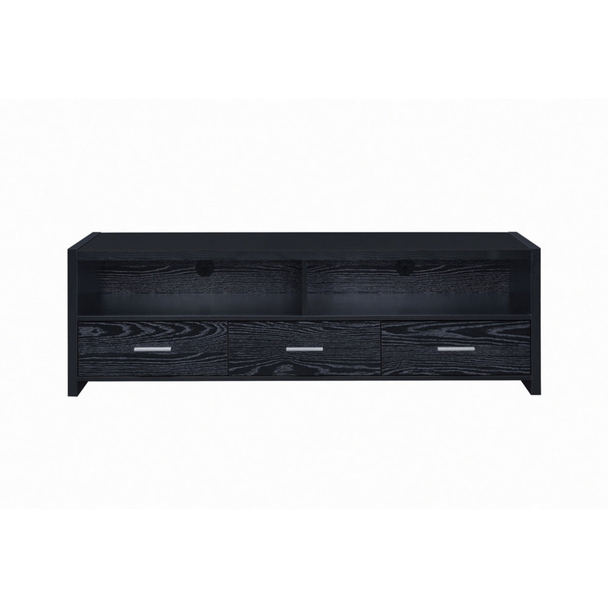 62" 3-drawer TV Console Black Oak