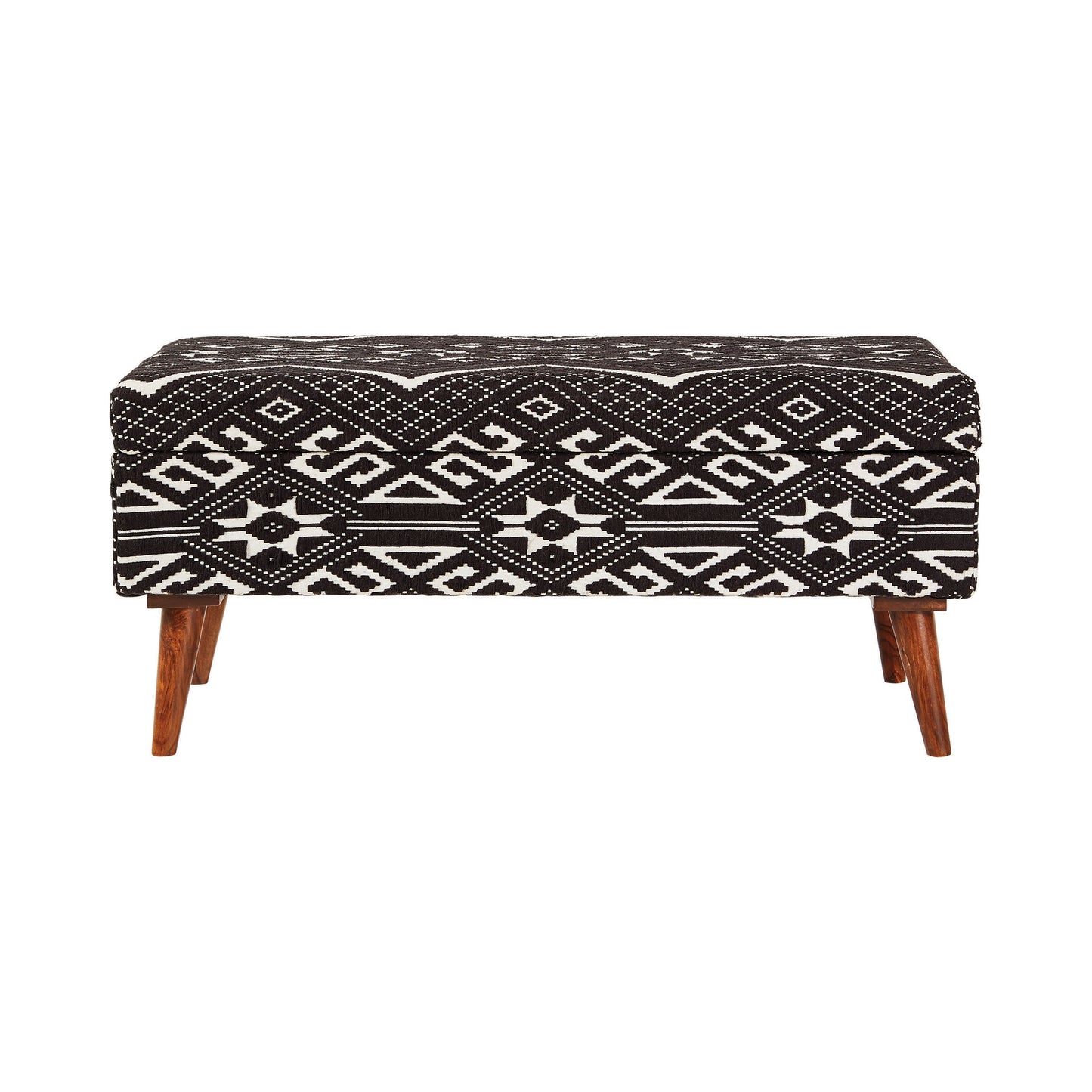 Upholstered Storage Bench Black and White
