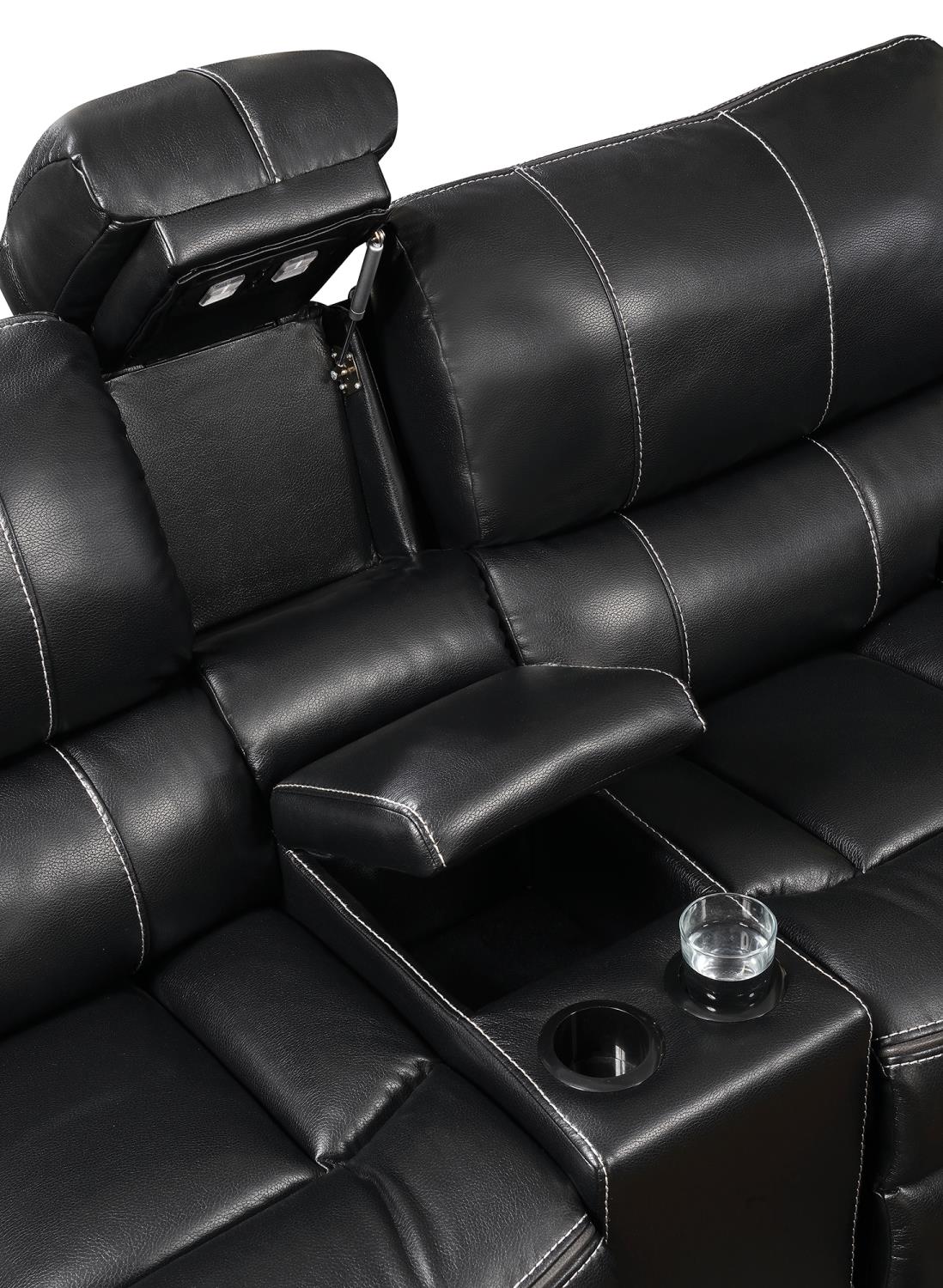 Willemse Motion Sofa with Drop-down Table Black